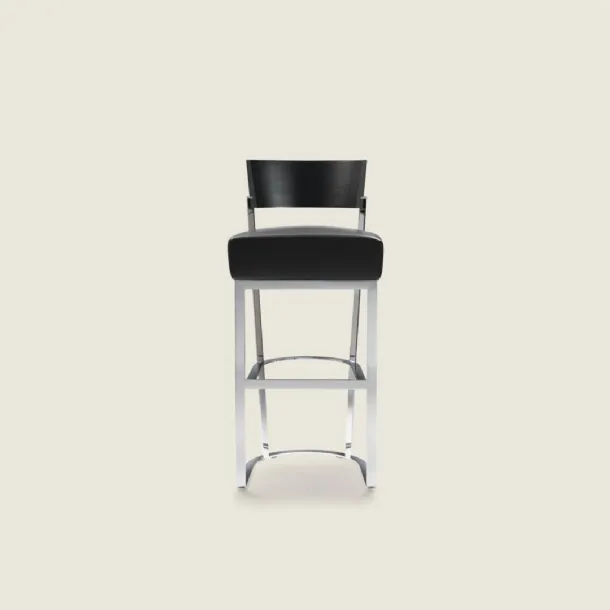 Morgan metal stool with padded leather seat by Flexform