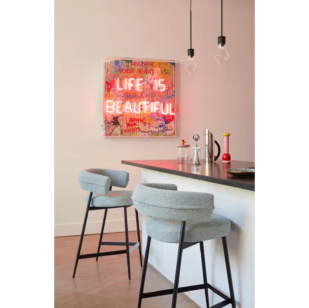 Upholstered fabric stool with painted metal structure Nena Stool by Zanotta