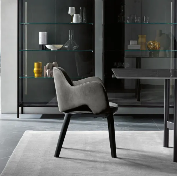 Newton chair upholstered in Nubuck leather with a solid Fiam wood frame