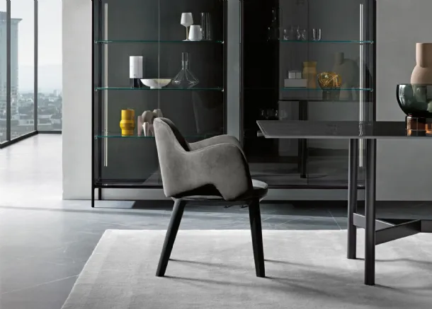 Newton chair upholstered in Nubuck leather with a solid Fiam wood frame