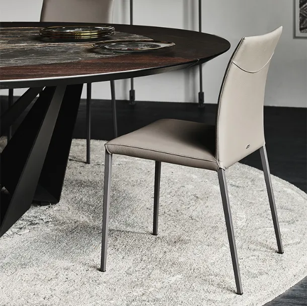 Leather chair with lightweight aluminum frame Norma ML by Cattelan Italia