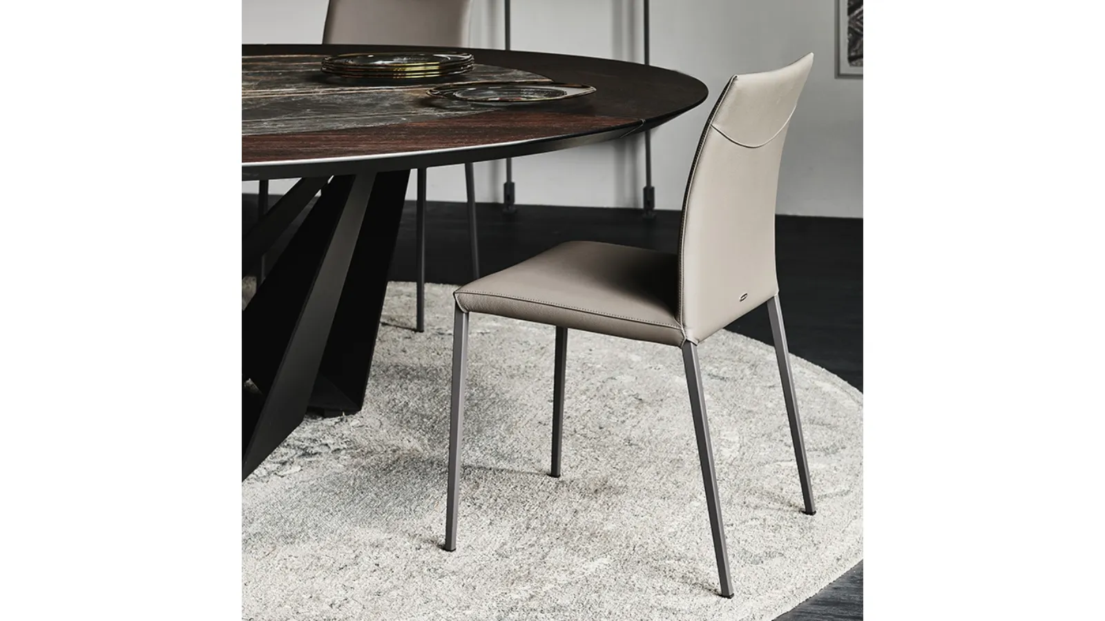 Leather chair with lightweight aluminum frame Norma ML by Cattelan Italia