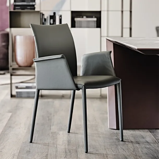 Leather chair with armrests Norma by Cattelan Italia
