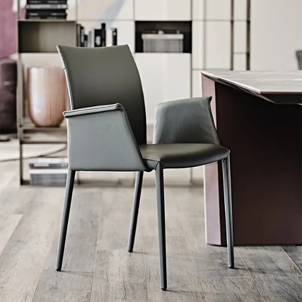 Leather chair with armrests Norma by Cattelan Italia