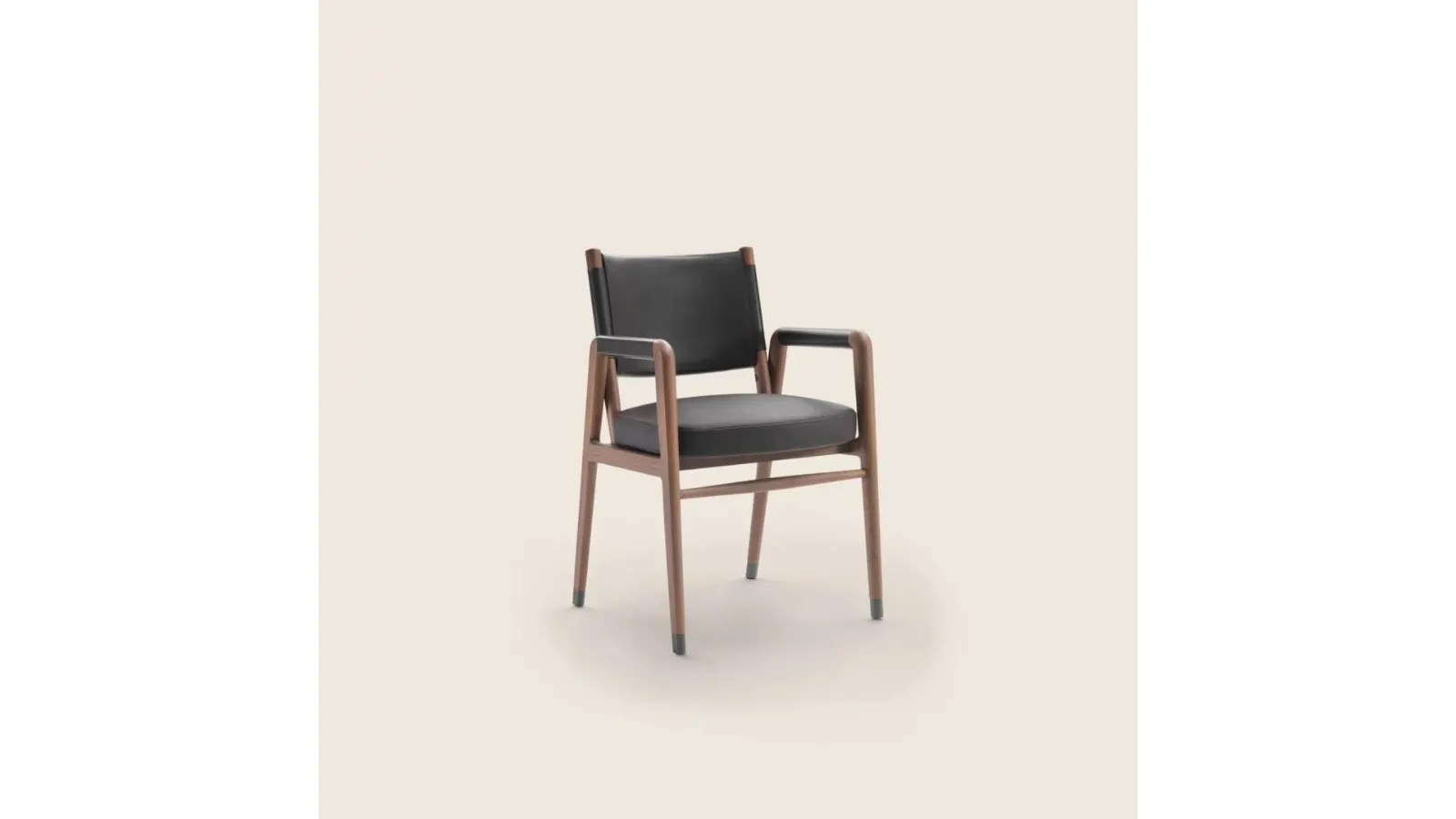 Ortigia SH Chair in leather with solid wood frame by Flexform