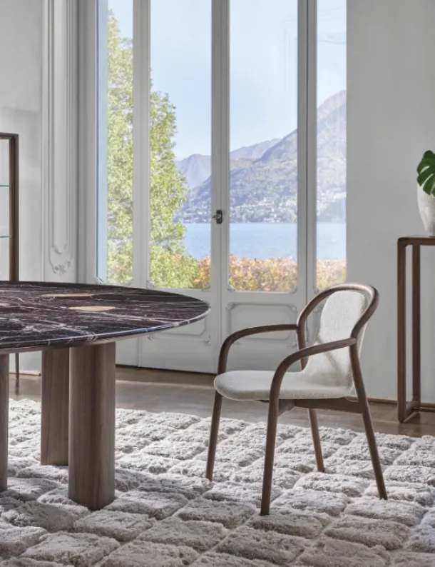 Petra chair in fabric and wood by Porada