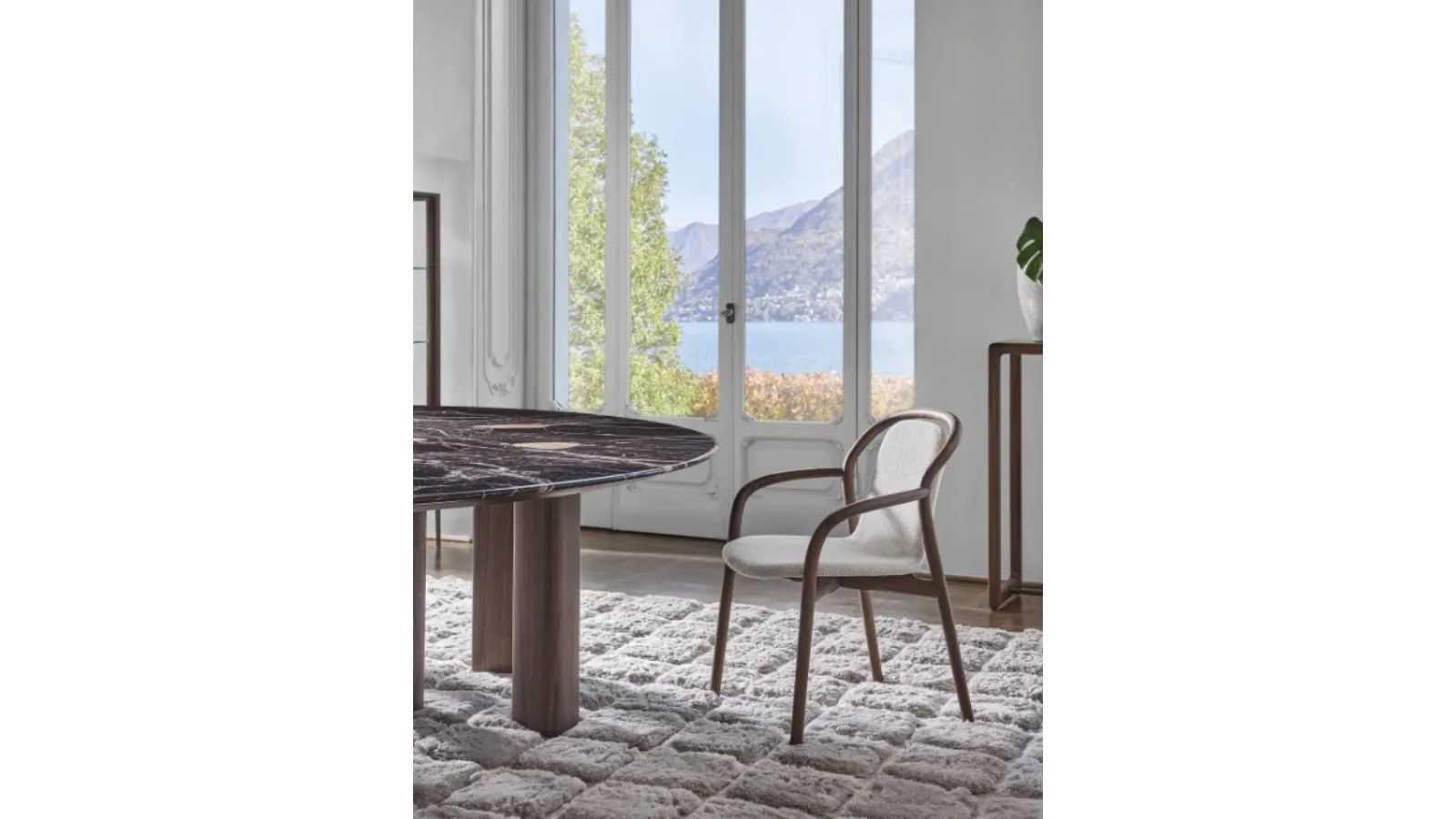 Petra chair in fabric and wood by Porada