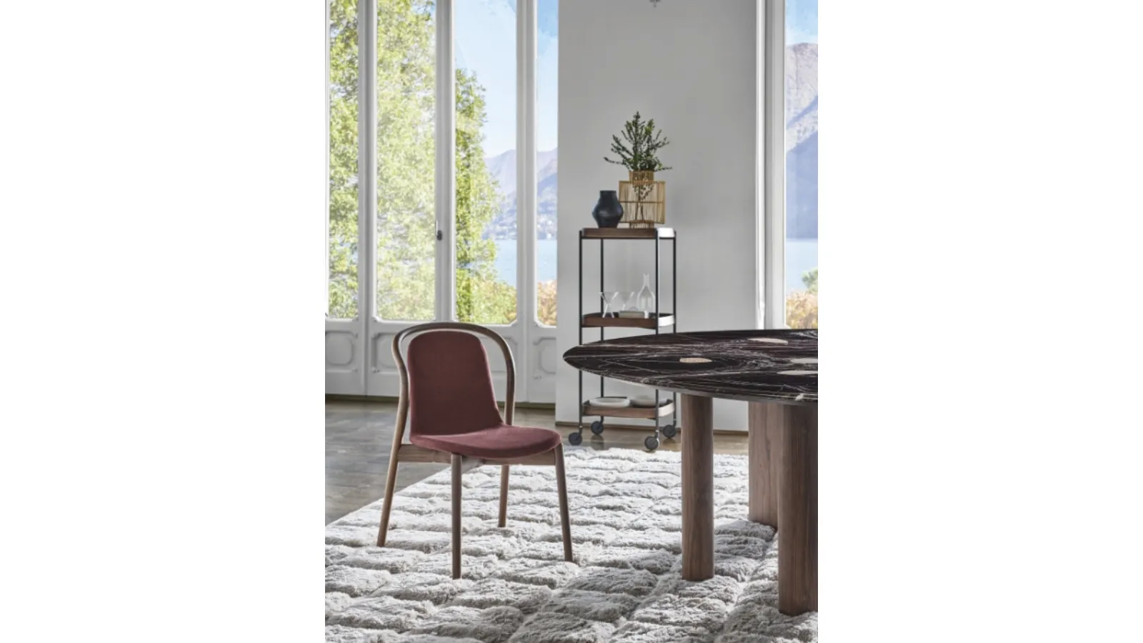Petra chair in fabric and wood by Porada