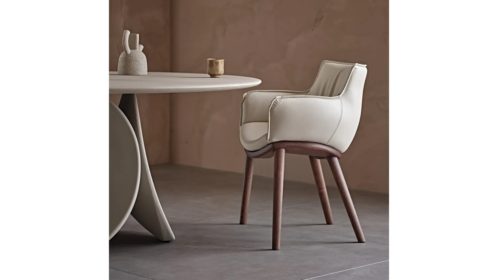 Upholstered leather chair with wooden structure Rhonda Wood by Cattelan Italia
