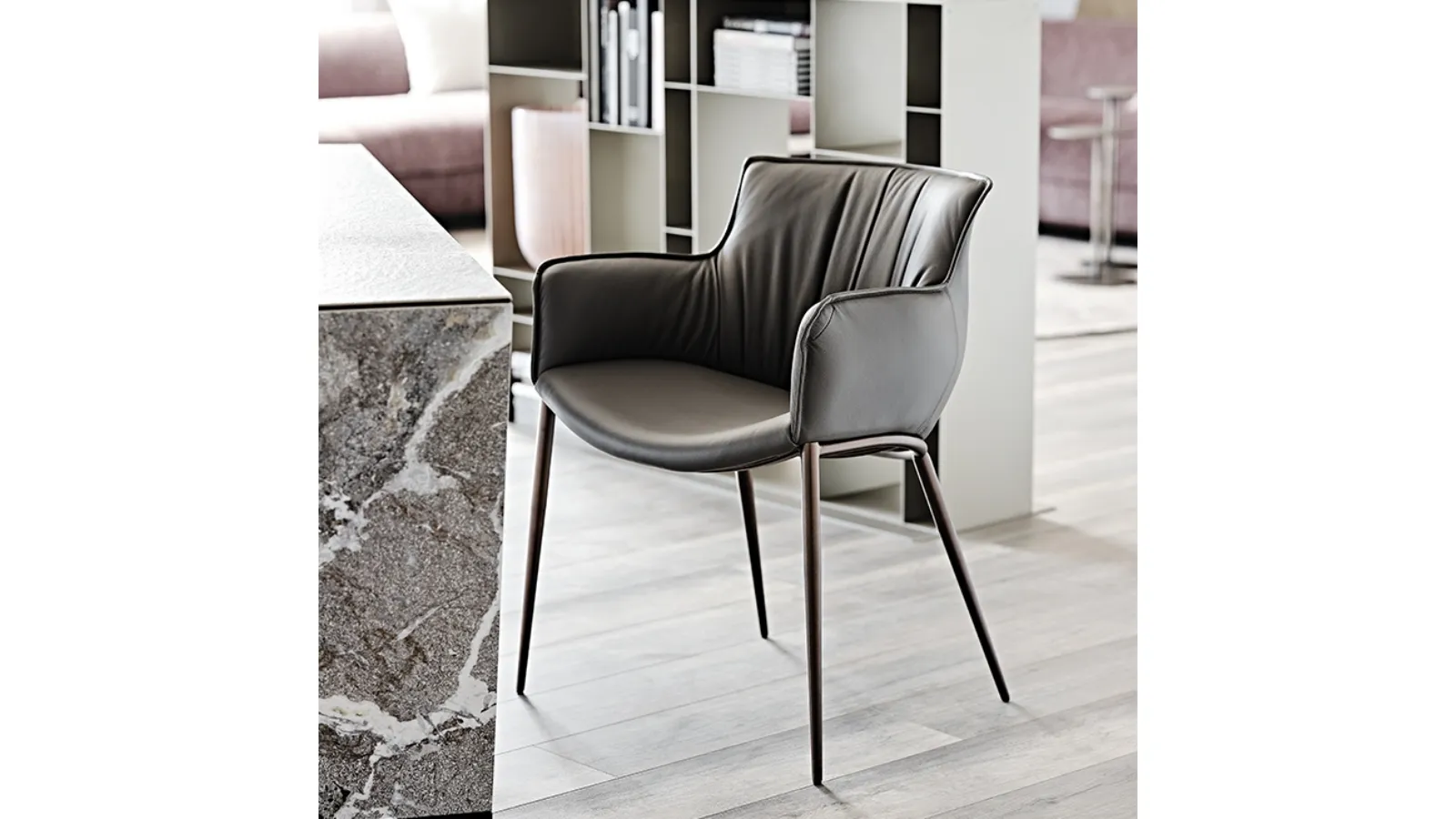 Rhonda soft padded leather chair by Cattelan Italia