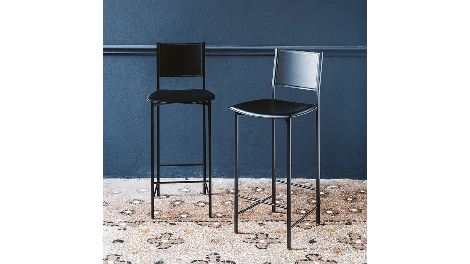 Cattelan Italia Alessio Chrome Steel and Leather Stool