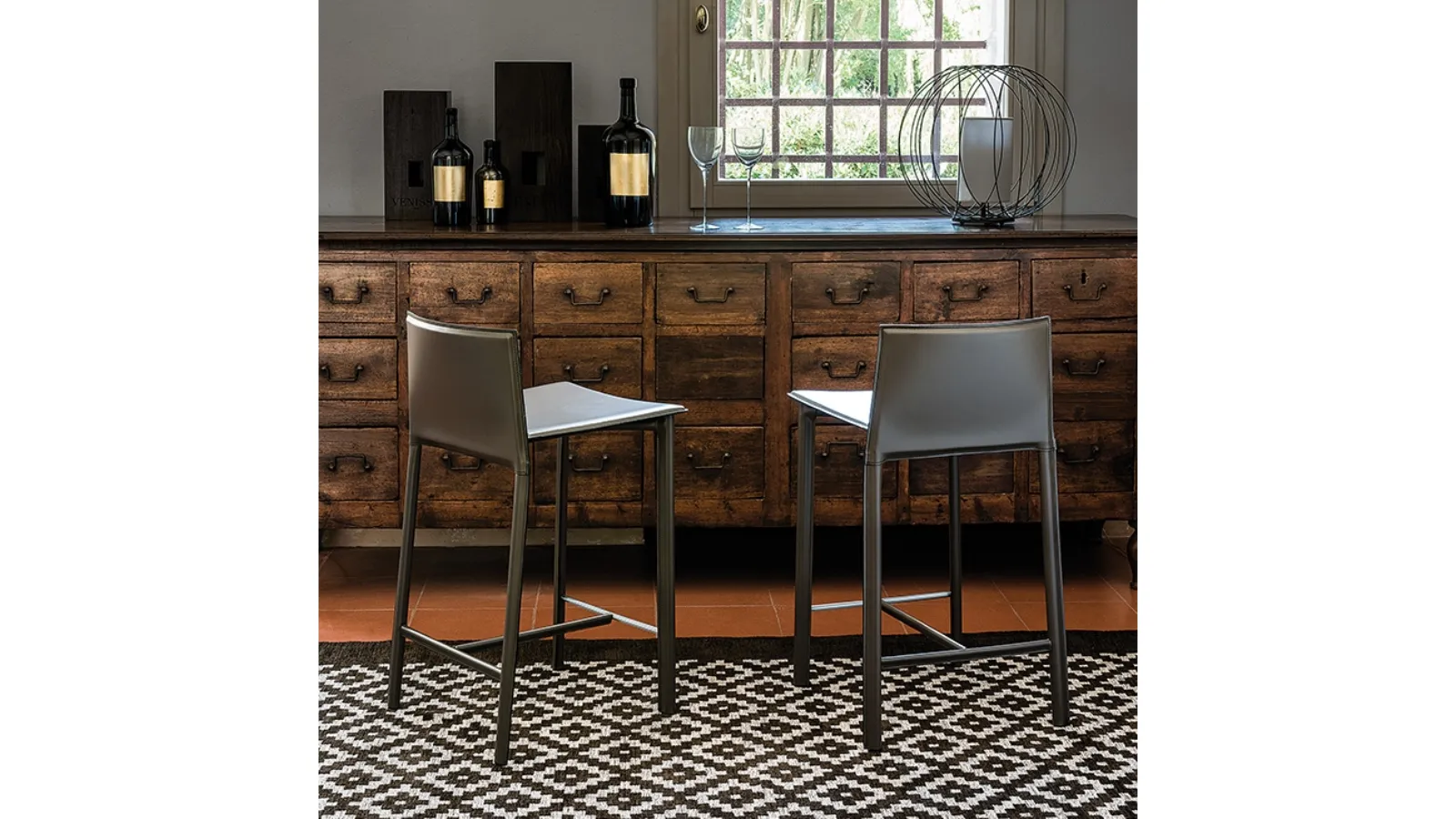 Cliff Leather Stool by Cattelan Italia