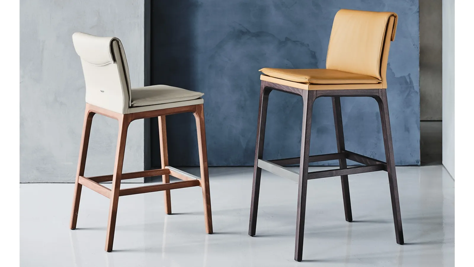 Eco-leather stool with wooden structure Sofia by Cattelan Italia