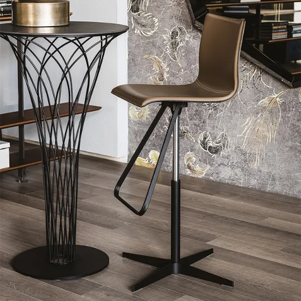 Toto X Steel and Leather Stool by Cattelan Italia