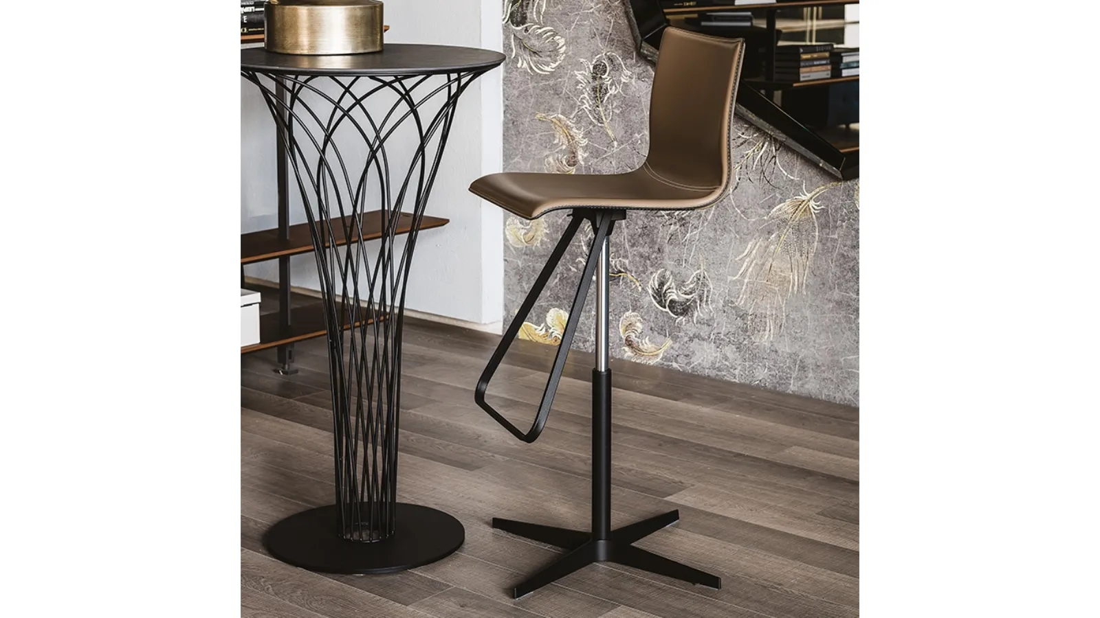 Toto X Steel and Leather Stool by Cattelan Italia