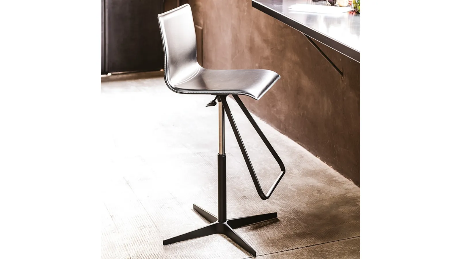 Toto X stool in steel and leather by Cattelan Italia