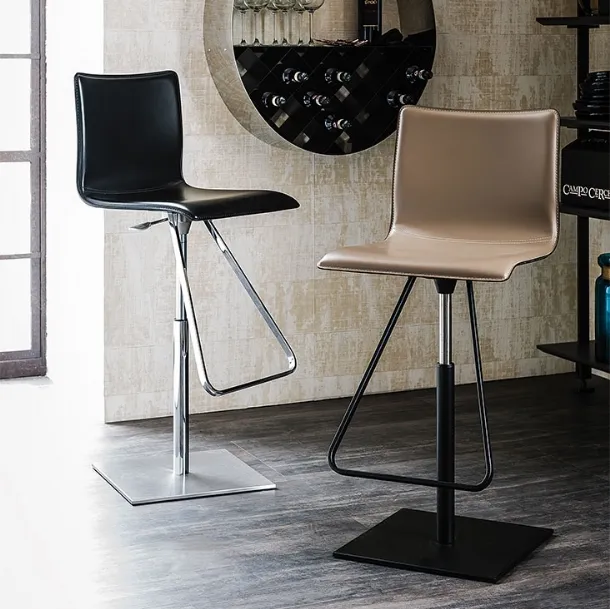 Steel stool with Toto leather upholstery by Cattelan Italia