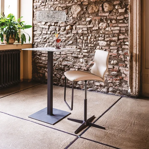 Victor X stool in painted steel with leather seat by Cattelan Italia