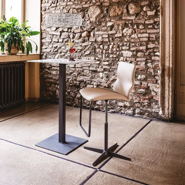 Victor X stool in painted steel with leather seat by Cattelan Italia