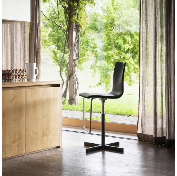Wok Stool with Leather Seat by Desalto