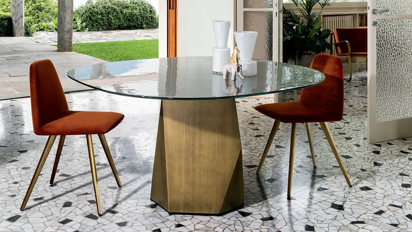 Sila Cone Shaped Chair in fabric with lacquered metal legs by Sovet