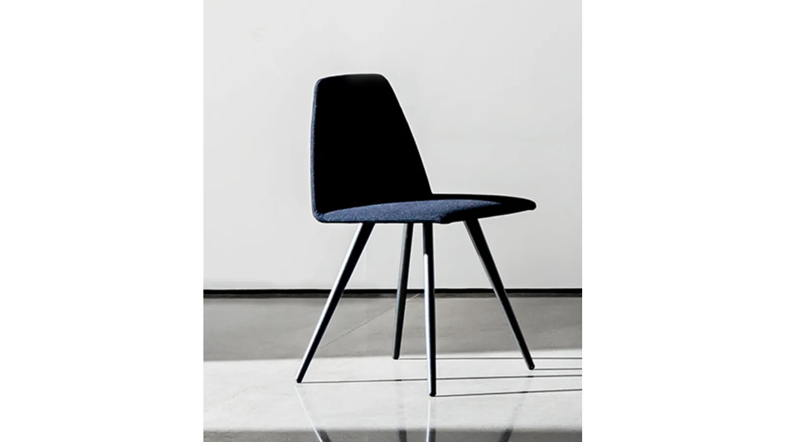 Sila Cone Shaped Chair in fabric with lacquered metal legs by Sovet