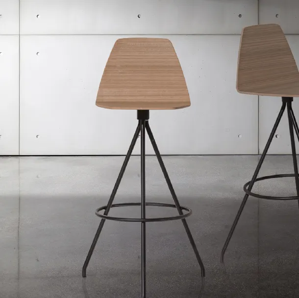 Sila wooden stool with metal legs by Sovet