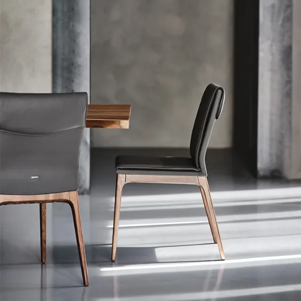 Leather chair with wooden legs Sofia by Cattelan Italia