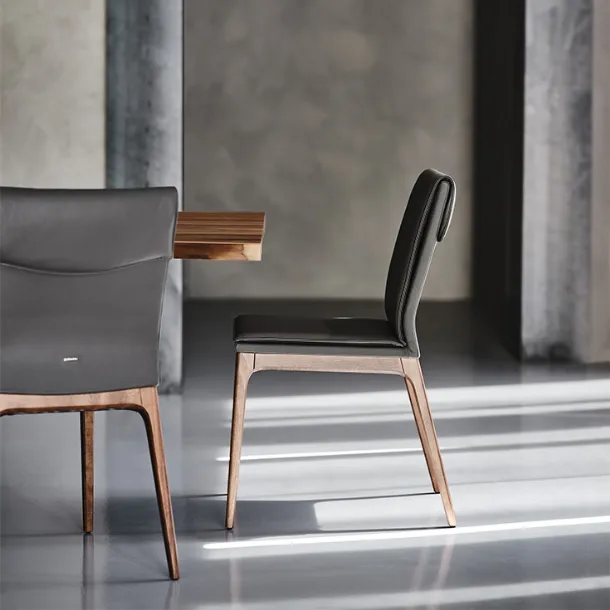 Leather chair with wooden legs Sofia by Cattelan Italia