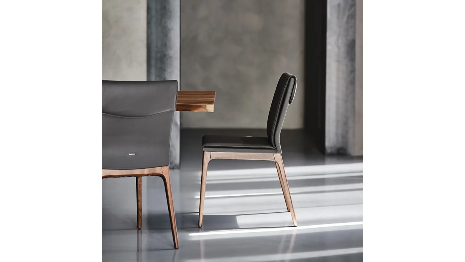 Leather chair with wooden legs Sofia by Cattelan Italia