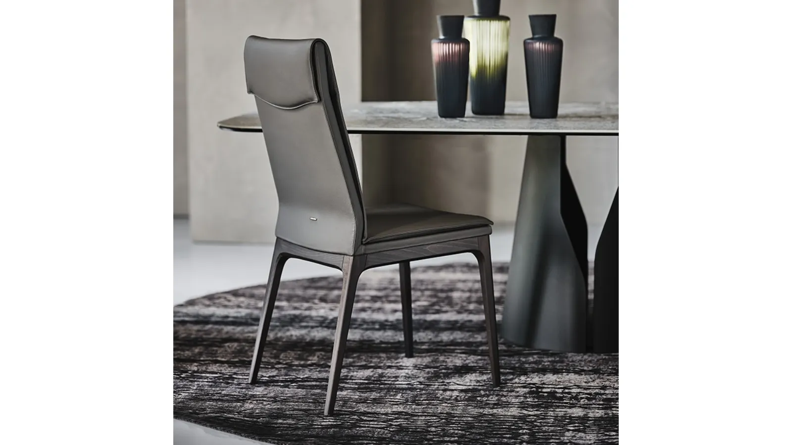 Leather chair with wooden legs Sofia by Cattelan Italia