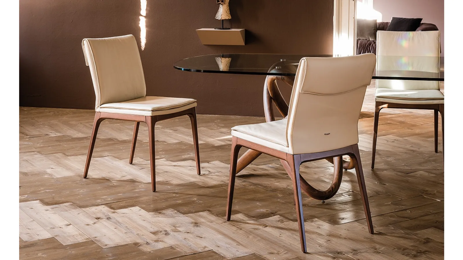 Leather chair with wooden legs Sofia by Cattelan Italia