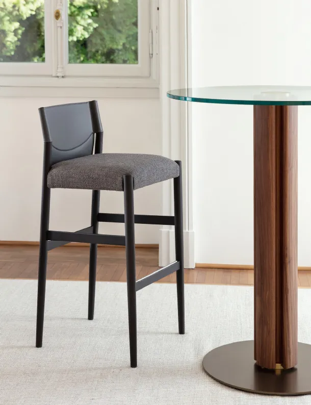 Sveva Stool in leatherette and fabric by Porada