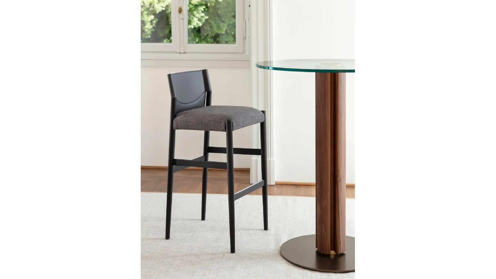 Sveva Stool in leatherette and fabric by Porada