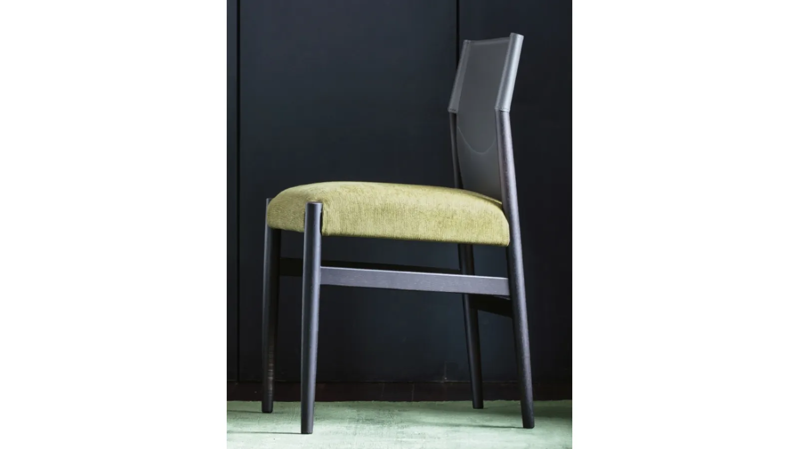 Sveva Chair with leatherette backrest and fabric seat by Porada