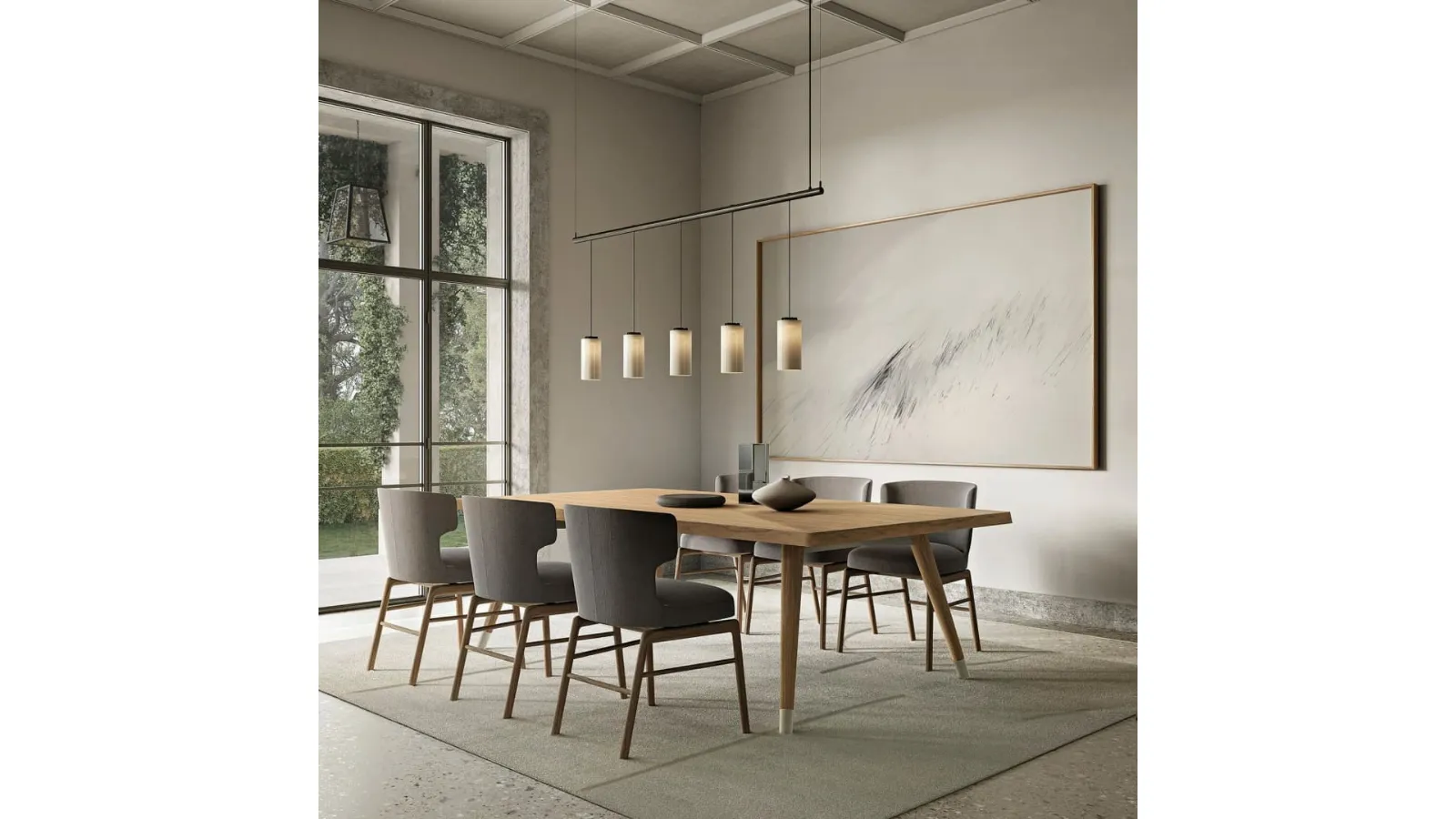 Upholstered fabric chair with wooden base Vesta by Flexform