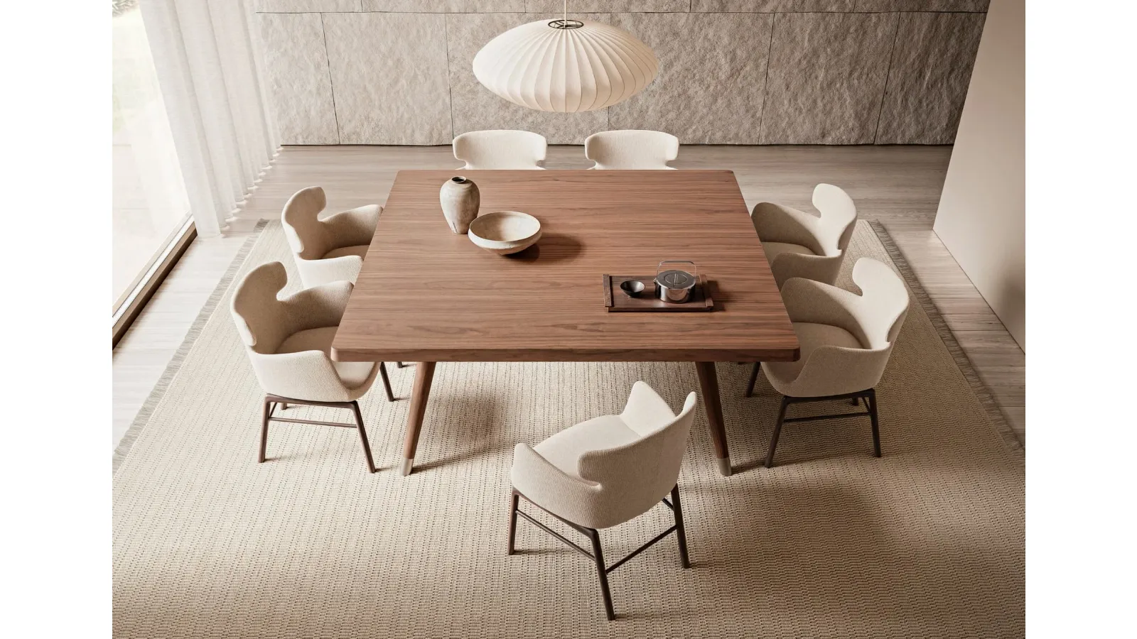 Upholstered fabric chair with wooden base Vesta by Flexform