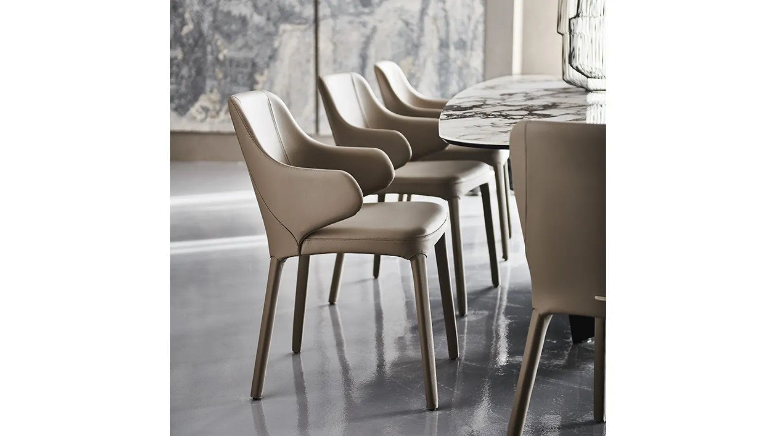 Upholstered leather chair with armrests Wanda by Cattelan Italia