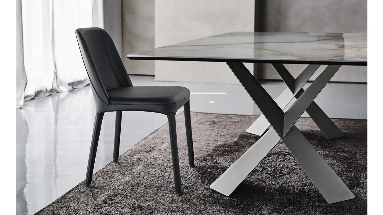 Wilma upholstered leather chair by Cattelan Italia