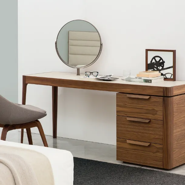 Afrodite solid walnut desk by Porada