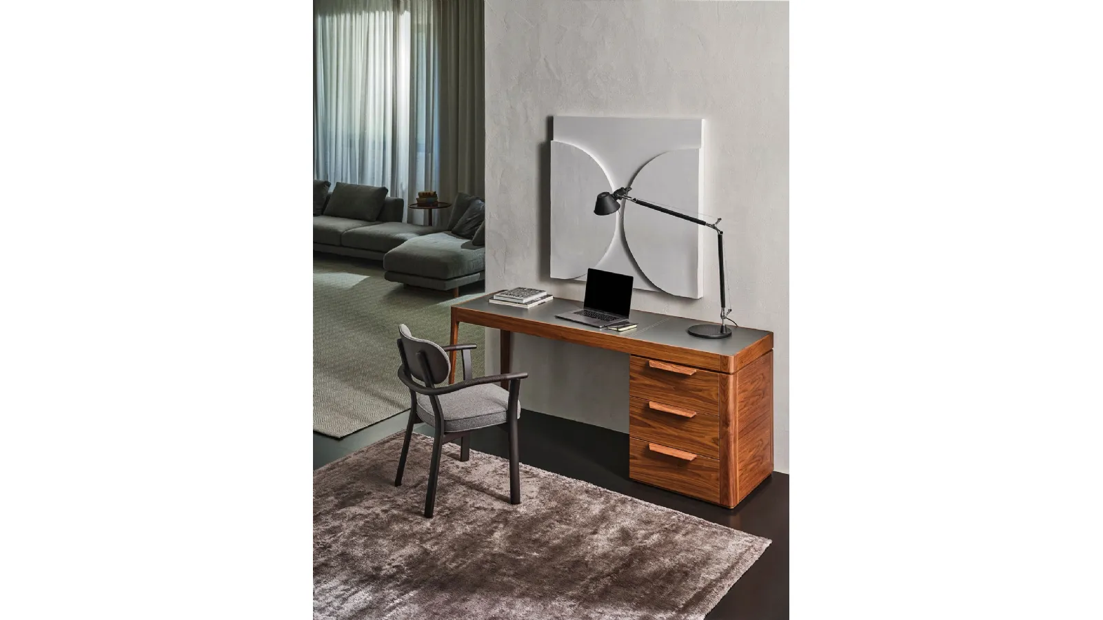 Afrodite solid walnut desk by Porada