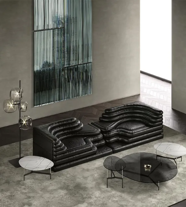 After9 coffee table in glass or marble by Tonelli