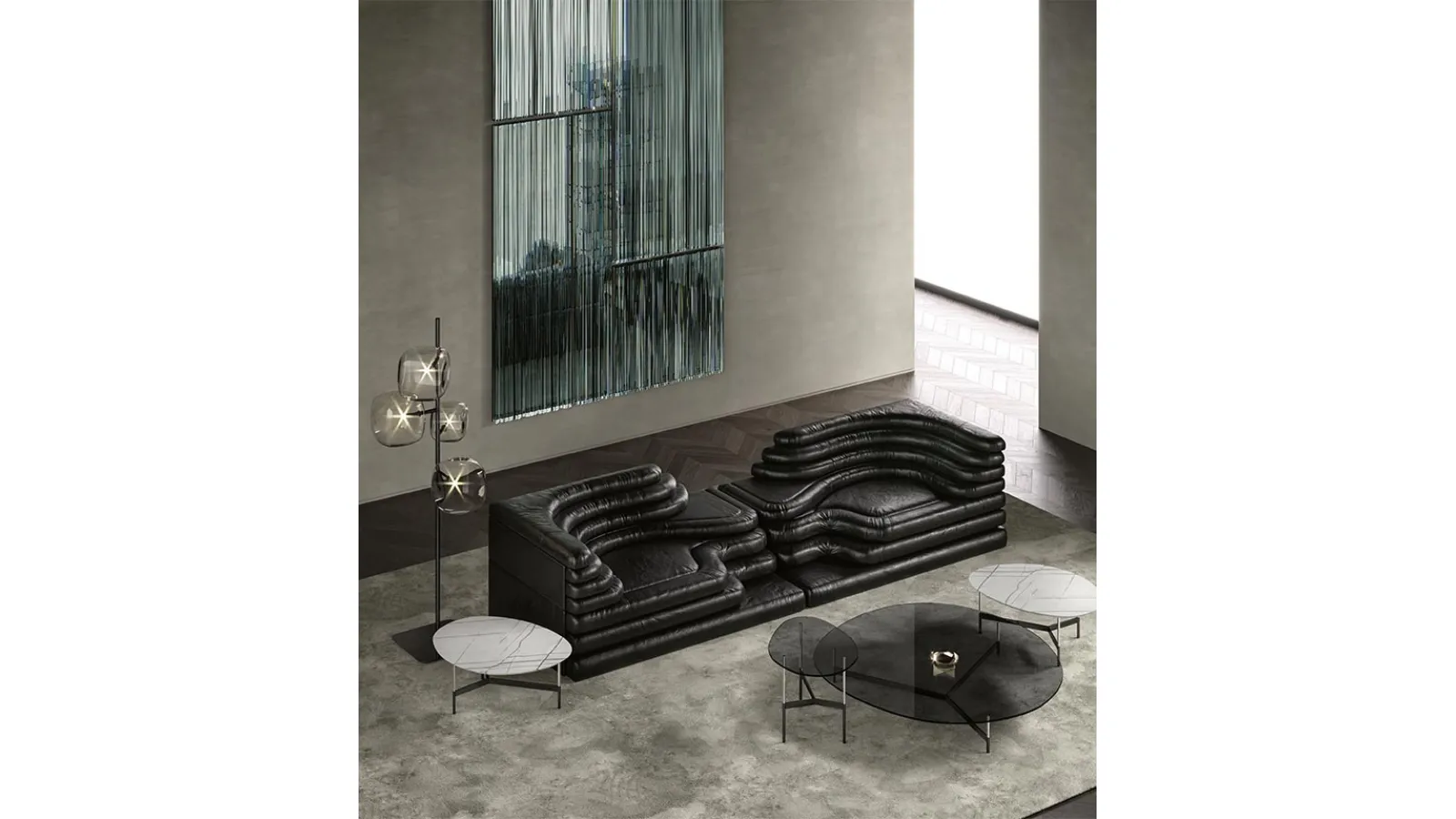 After9 coffee table in glass or marble by Tonelli