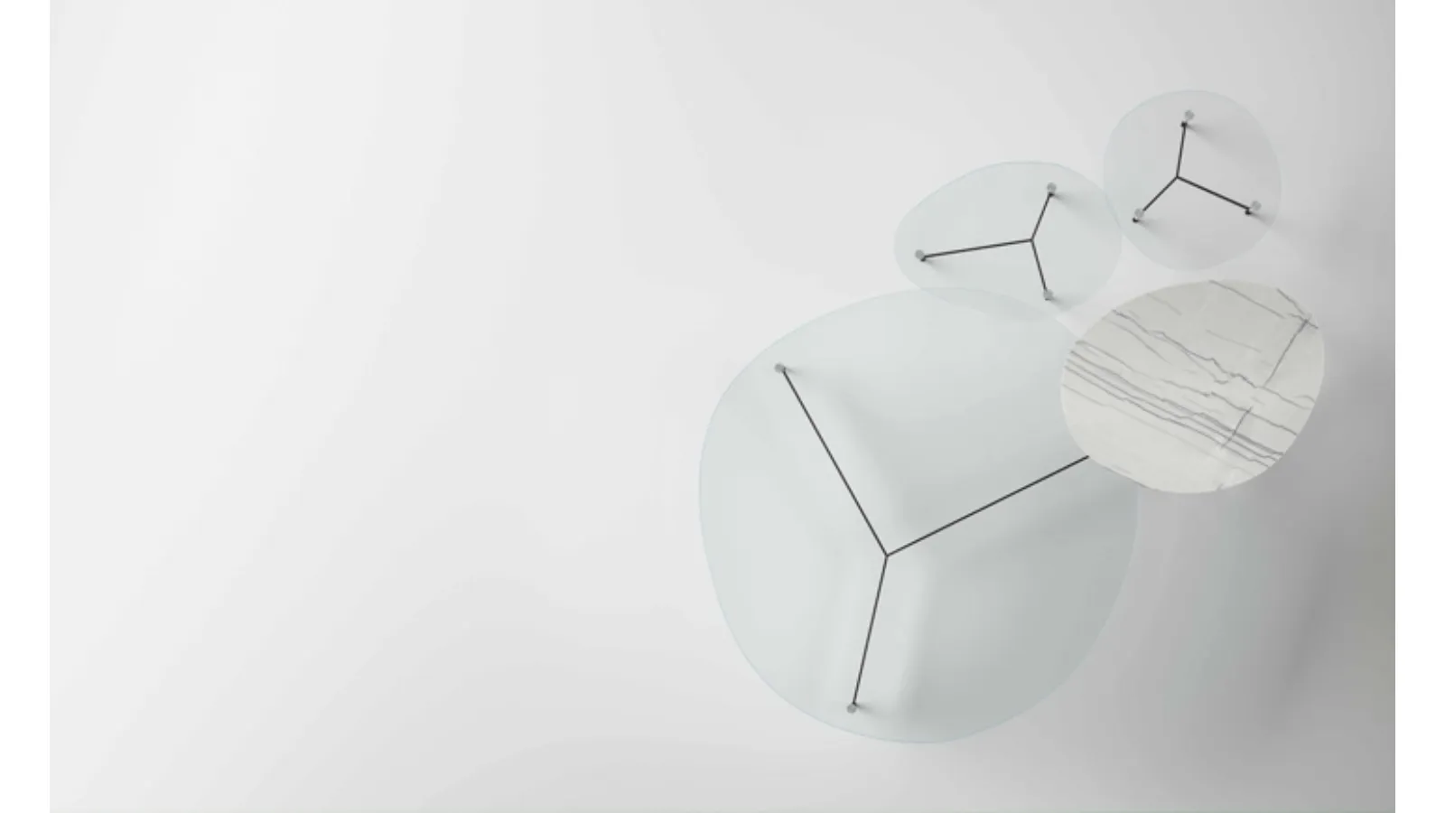 After9 coffee table in glass or marble by Tonelli