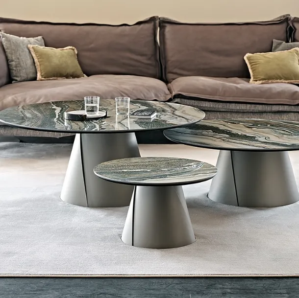 Coffee table with metal base and ceramic top by Marmi Albert Keramik from Cattelan Italia