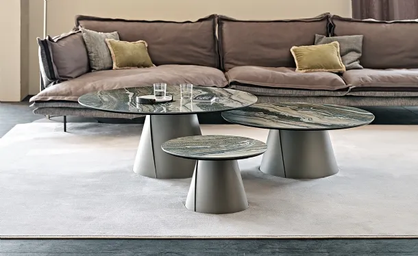 Coffee table with metal base and ceramic top by Marmi Albert Keramik from Cattelan Italia