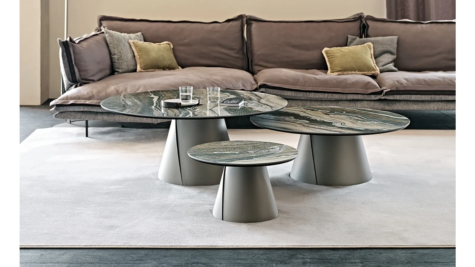 Coffee table with metal base and ceramic top by Marmi Albert Keramik from Cattelan Italia