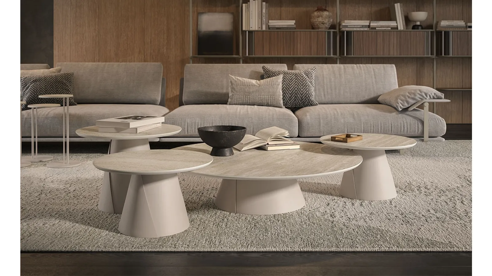 Coffee table with metal base and ceramic top by Marmi Albert Keramik from Cattelan Italia