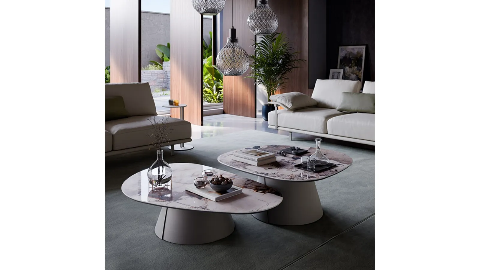 Coffee table with metal base and ceramic top by Marmi Albert Keramik from Cattelan Italia