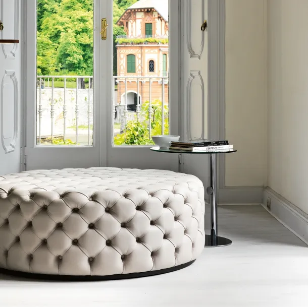 Alcide leather pouf by Porada
